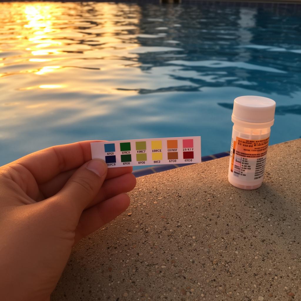 Water chemistry testing at poolside